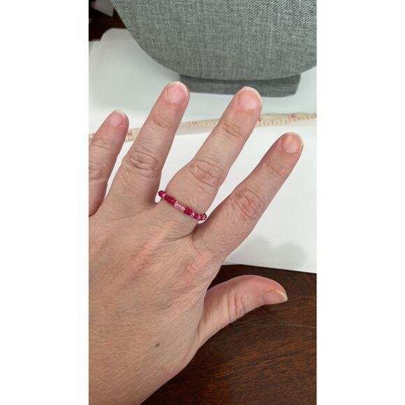 pink beaded ring gold tone - Picture 3 of 5